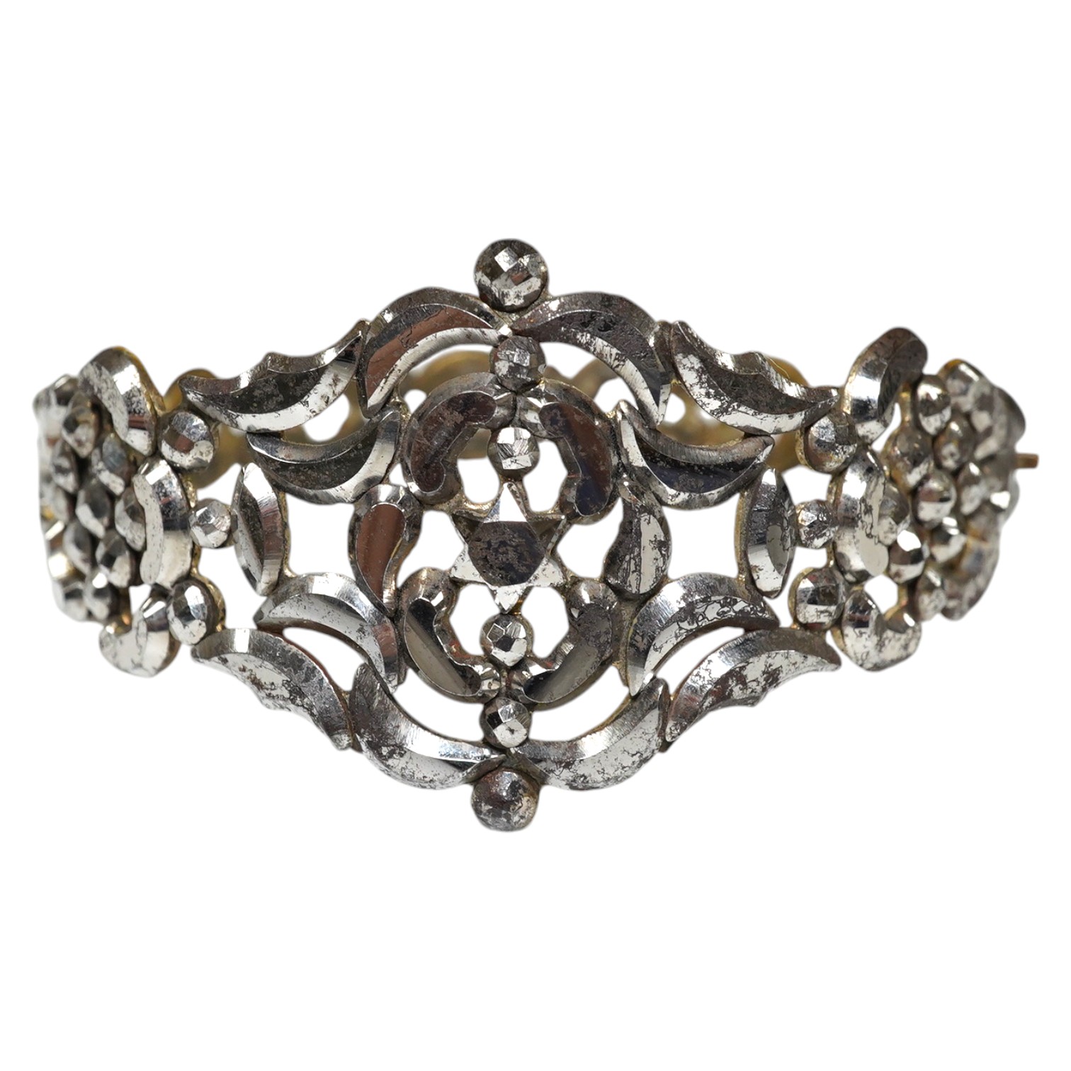 A Victorian cut steel bracelet, 6.25cm. Condition - fair